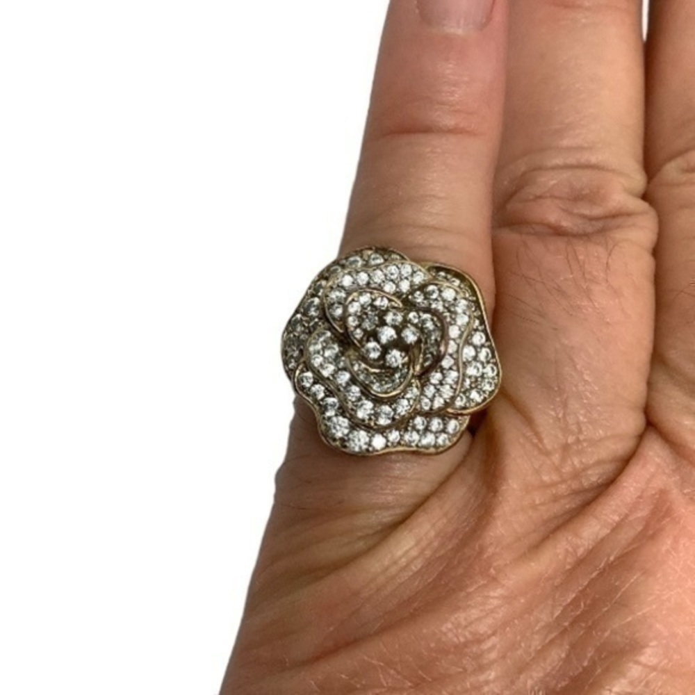 Gold over sterling silver CZ flower ring